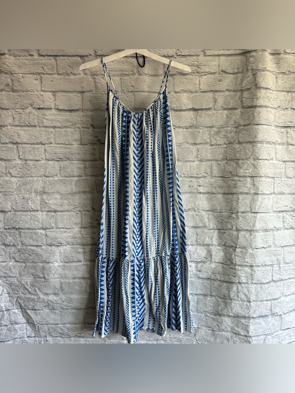 PREOWNED VELVET BY GRAHAM & SPENCER BLUE WHITE COTTON WOMENS DRESS XS